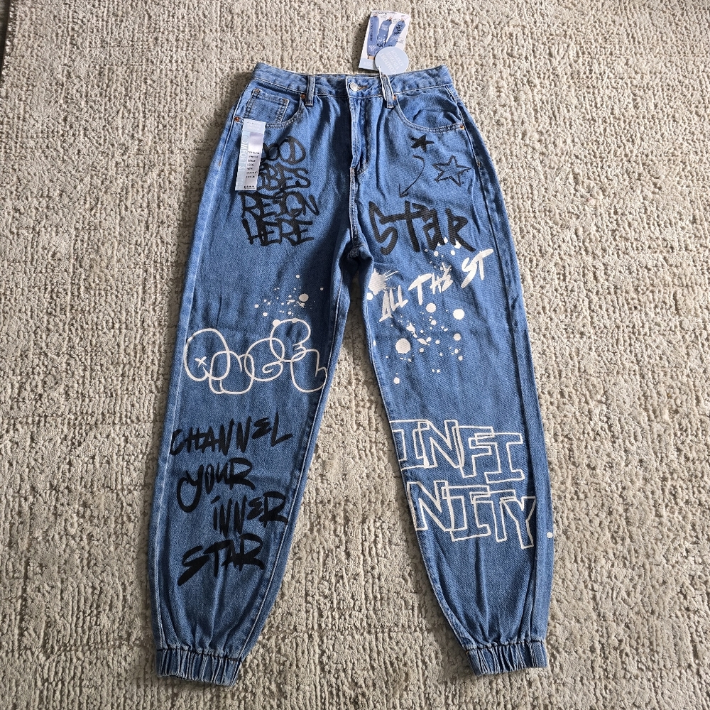 S.O.N.G. Graffiti Jogger Blue Denim Jeans